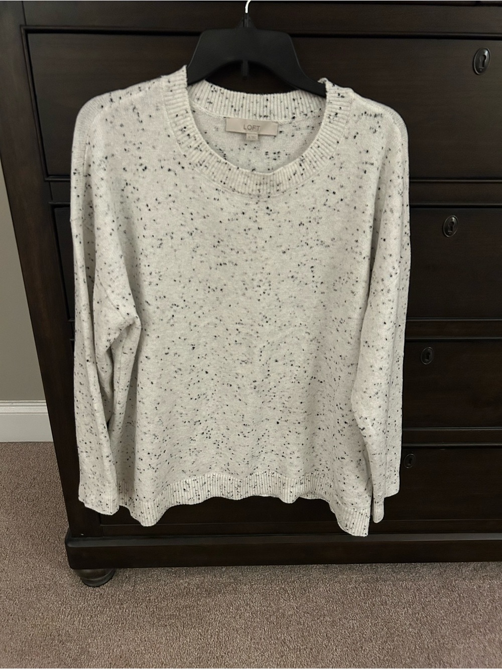NWT LOFT Light Gray Speckled Crewneck Sweater XL